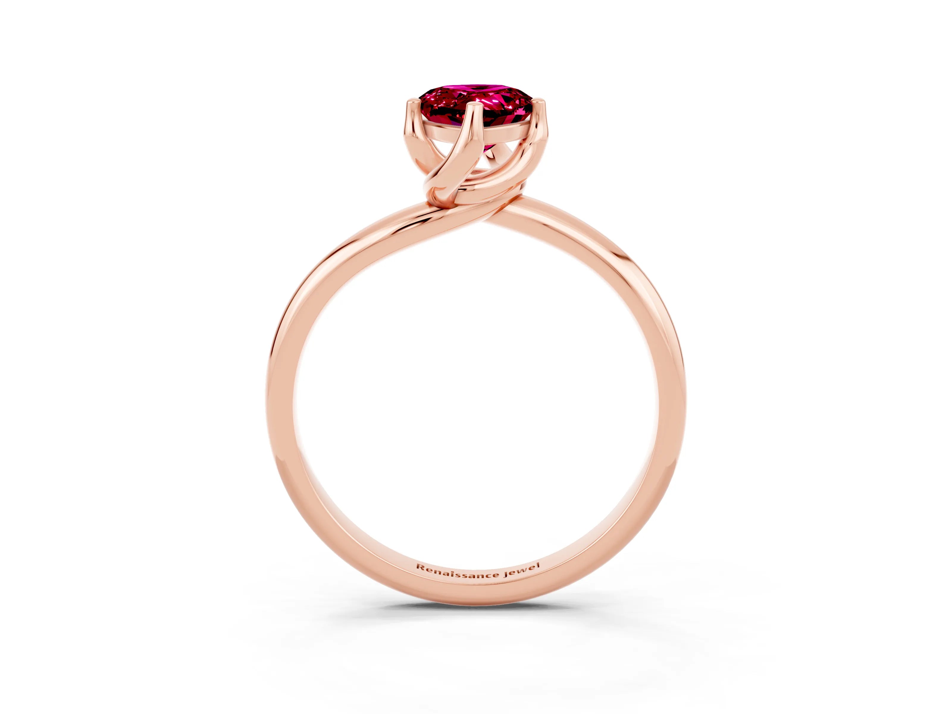Rose gold Pear Cut Garnet Solitaire Engagement Ring with Four-Prong Setting and Classic Band_15