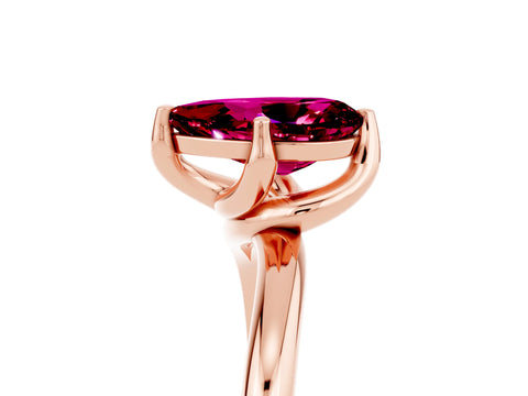 Rose gold Pear Cut Garnet Solitaire Engagement Ring with Four-Prong Setting and Classic Band_17