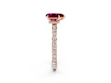 Rose gold Pear Cut Garnet Solitaire Engagement Ring with Pavé Band and Four-Prong Setting_2