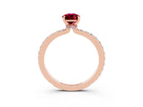 Rose gold Pear Cut Garnet Solitaire Engagement Ring with Pavé Band and Four-Prong Setting_3