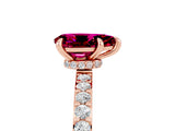 Rose gold Pear Cut Garnet Solitaire Engagement Ring with Pavé Band and Four-Prong Setting_5
