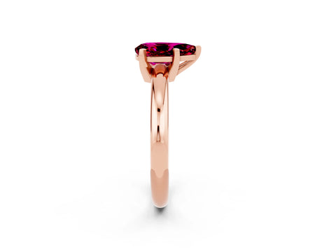 Rose gold Pear Cut Garnet Solitaire Engagement Ring with Round Band and Four-Prong Setting_2