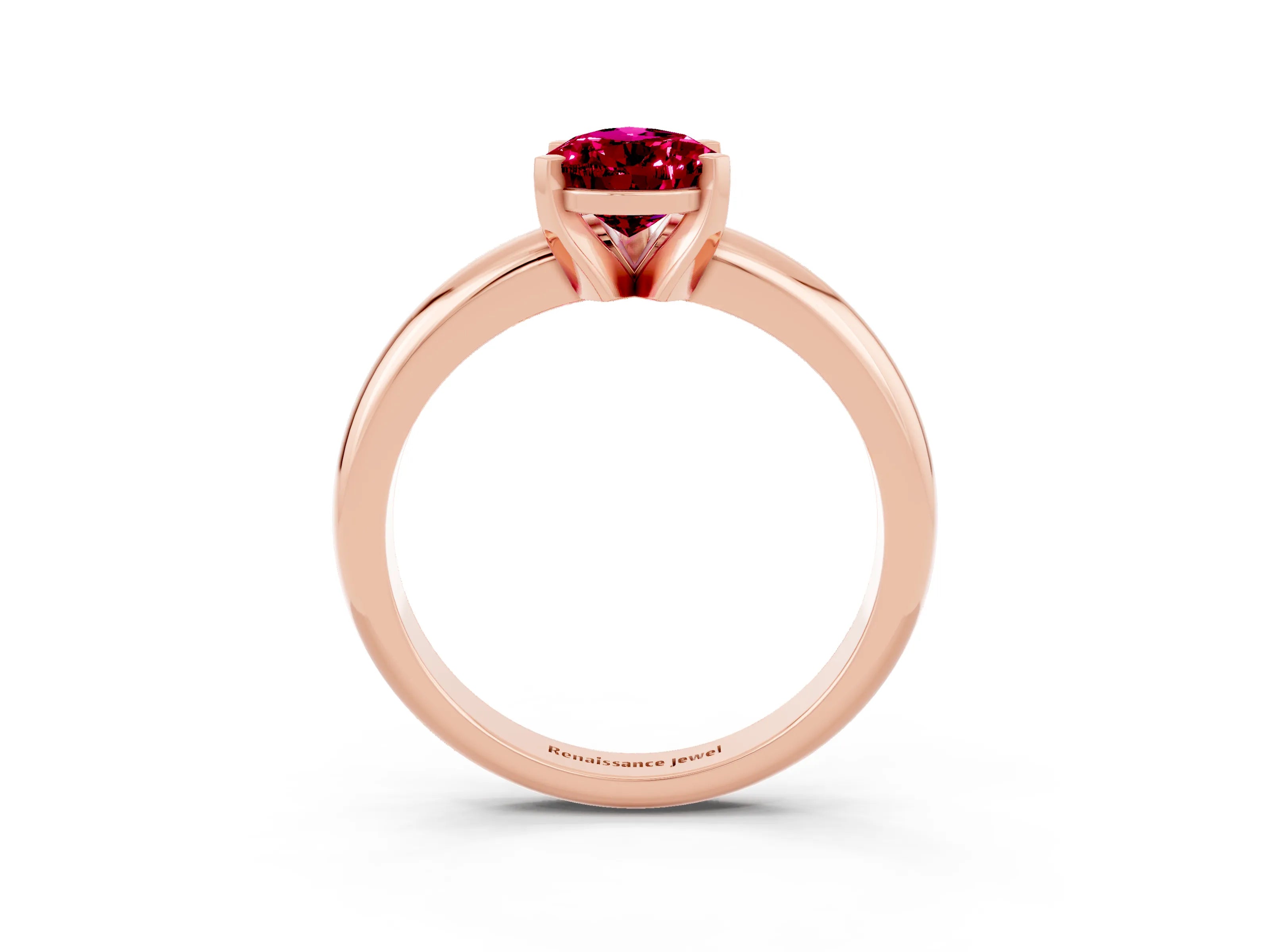 Rose gold Pear Cut Garnet Solitaire Engagement Ring with Round Band and Four-Prong Setting_3