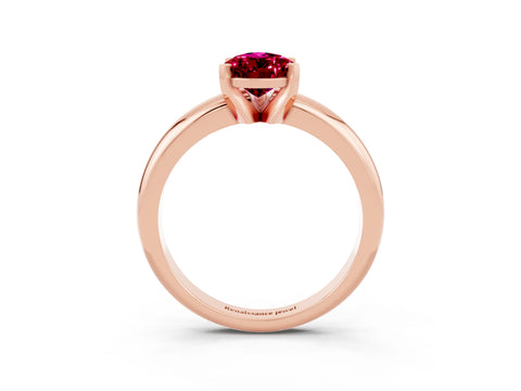 Rose gold Pear Cut Garnet Solitaire Engagement Ring with Round Band and Four-Prong Setting_3