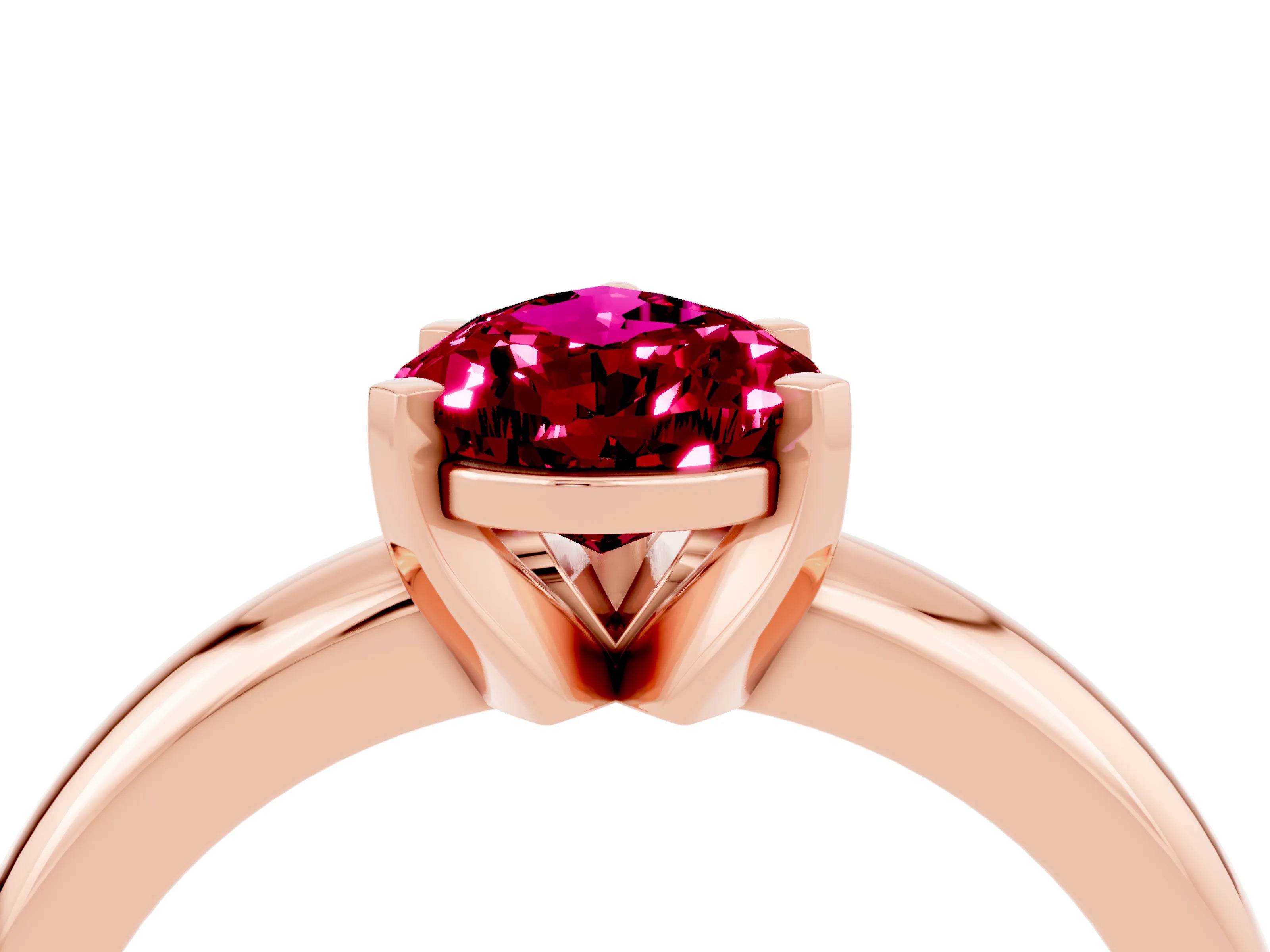 Rose gold Pear Cut Garnet Solitaire Engagement Ring with Round Band and Four-Prong Setting_4