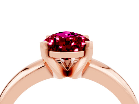 Rose gold Pear Cut Garnet Solitaire Engagement Ring with Round Band and Four-Prong Setting_4