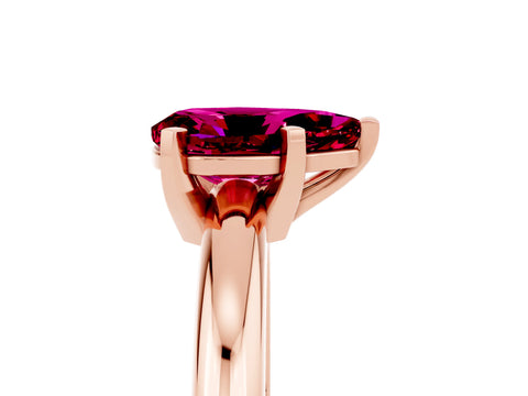 Rose gold Pear Cut Garnet Solitaire Engagement Ring with Round Band and Four-Prong Setting_5