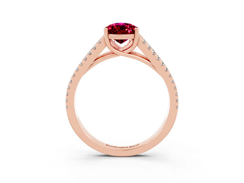 Rose gold Pear Cut Garnet Solitaire Engagement Ring with Split Shank Pavé Band_3