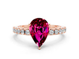 Rose gold Pear Cut Garnet Solitaire Pavé Band with Four-Prong Setting