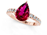 Rose gold Pear Cut Garnet Solitaire Pavé Band with Four-Prong Setting_1