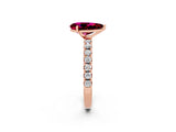 Rose gold Pear Cut Garnet Solitaire Pavé Band with Four-Prong Setting_2