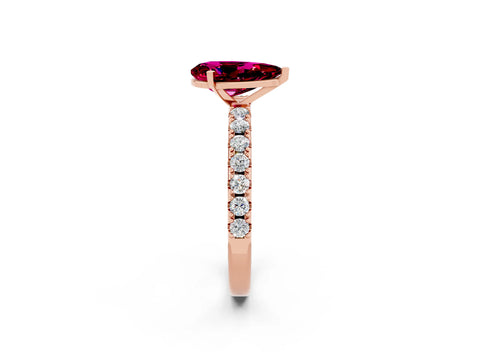 Rose gold Pear Cut Garnet Solitaire Pavé Band with Four-Prong Setting_2