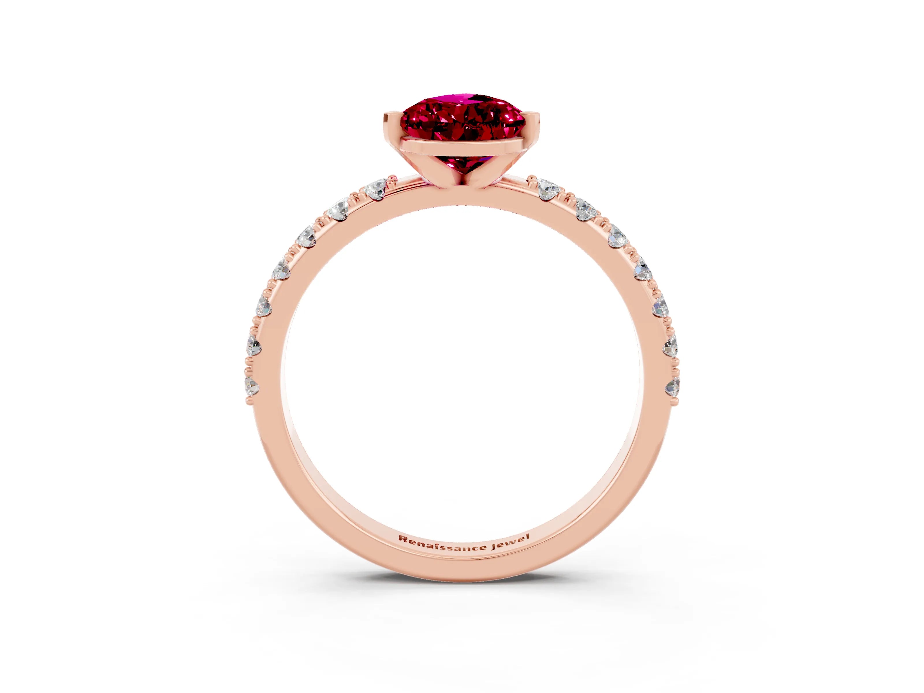 Rose gold Pear Cut Garnet Solitaire Pavé Band with Four-Prong Setting_3