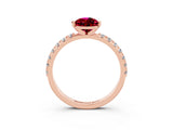 Rose gold Pear Cut Garnet Solitaire Pavé Band with Four-Prong Setting_3