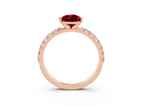Rose gold Pear Cut Garnet Solitaire Pavé Band with Four-Prong Setting_3