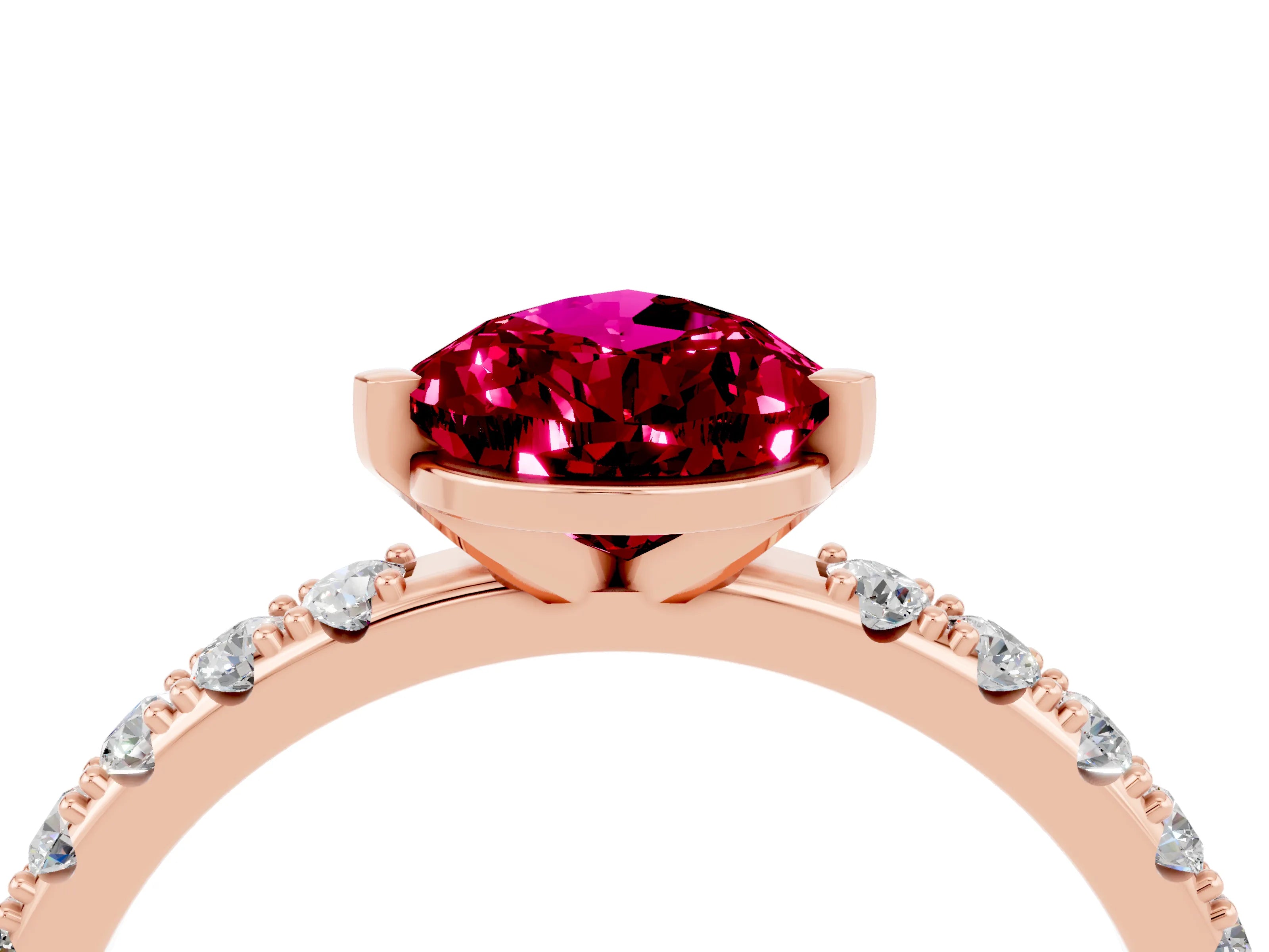 Rose gold Pear Cut Garnet Solitaire Pavé Band with Four-Prong Setting_4