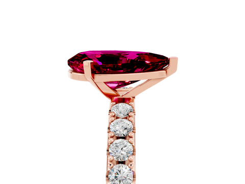 Rose gold Pear Cut Garnet Solitaire Pavé Band with Four-Prong Setting_5
