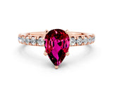 Rose gold Pear Cut Garnet Solitaire Pavé Engagement Ring with Round Band and Prong Setting_12