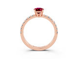 Rose gold Pear Cut Garnet Solitaire Pavé Engagement Ring with Round Band and Prong Setting_15