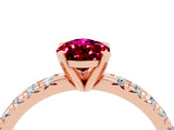 Rose gold Pear Cut Garnet Solitaire Pavé Engagement Ring with Round Band and Prong Setting_16
