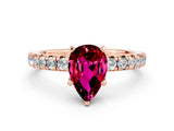 Rose gold Pear Cut Garnet Solitaire Pavé Engagement Ring with Round Band and Prong Setting_78