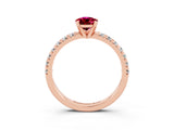 Rose gold Pear Cut Garnet Solitaire Pavé Engagement Ring with Round Band and Prong Setting_81