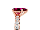 Rose gold Pear Cut Garnet Solitaire Pavé Engagement Ring with Round Band and Prong Setting_83