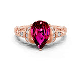 Rose gold Pear Cut Garnet Solitaire Ring with Filigree Band and Four-Prong Setting_24