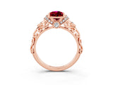 Rose gold Pear Cut Garnet Solitaire Ring with Filigree Band and Four-Prong Setting_27