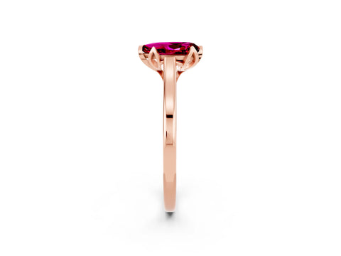 Rose gold Pear Cut Garnet Solitaire Ring with Flower Prong Setting and Classic Band_14