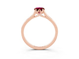 Rose gold Pear Cut Garnet Solitaire Ring with Flower Prong Setting and Classic Band_15