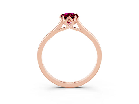 Rose gold Pear Cut Garnet Solitaire Ring with Flower Prong Setting and Classic Band_15