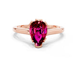Rose gold Pear Cut Garnet Solitaire Ring with Flower Prong Setting and Classic Band_36