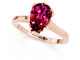 Rose gold Pear Cut Garnet Solitaire Ring with Flower Prong Setting and Classic Band_37