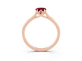 Rose gold Pear Cut Garnet Solitaire Ring with Flower Prong Setting and Classic Band_39