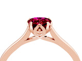 Rose gold Pear Cut Garnet Solitaire Ring with Flower Prong Setting and Classic Band_40