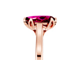 Rose gold Pear Cut Garnet Solitaire Ring with Flower Prong Setting and Classic Band_41