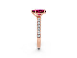 Rose gold Pear Cut Garnet Solitaire Ring with Pavé Accents and Four-Prong Setting_2