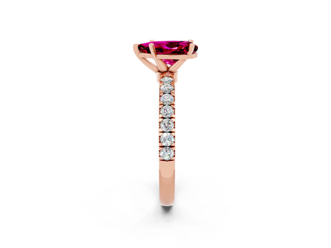 Rose gold Pear Cut Garnet Solitaire Ring with Pavé Accents and Four-Prong Setting_2