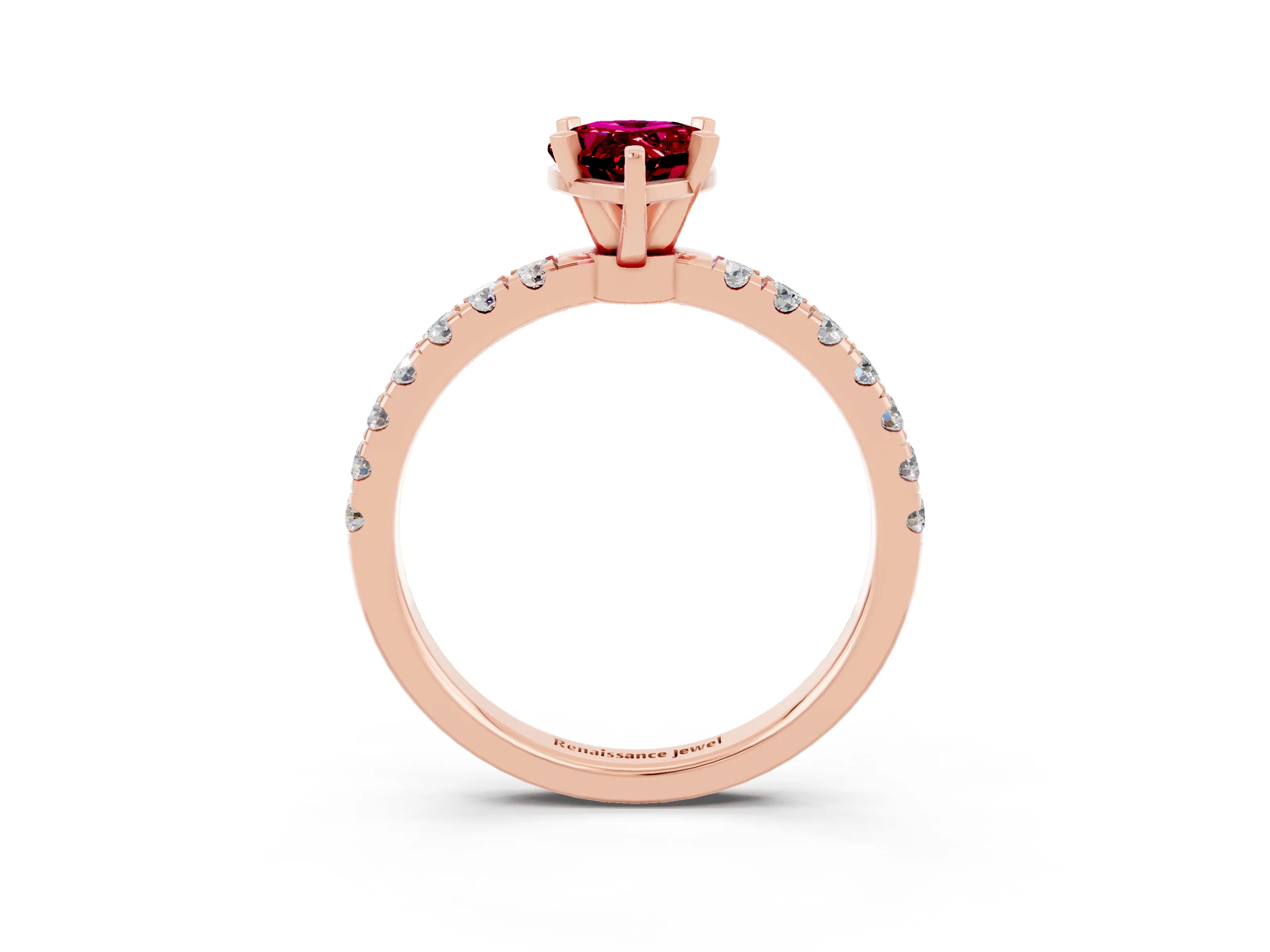 Rose gold Pear Cut Garnet Solitaire Ring with Pavé Accents and Four-Prong Setting_3