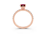 Rose gold Pear Cut Garnet Solitaire Ring with Pavé Accents and Four-Prong Setting_3