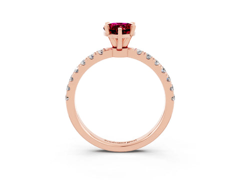 Rose gold Pear Cut Garnet Solitaire Ring with Pavé Accents and Four-Prong Setting_3