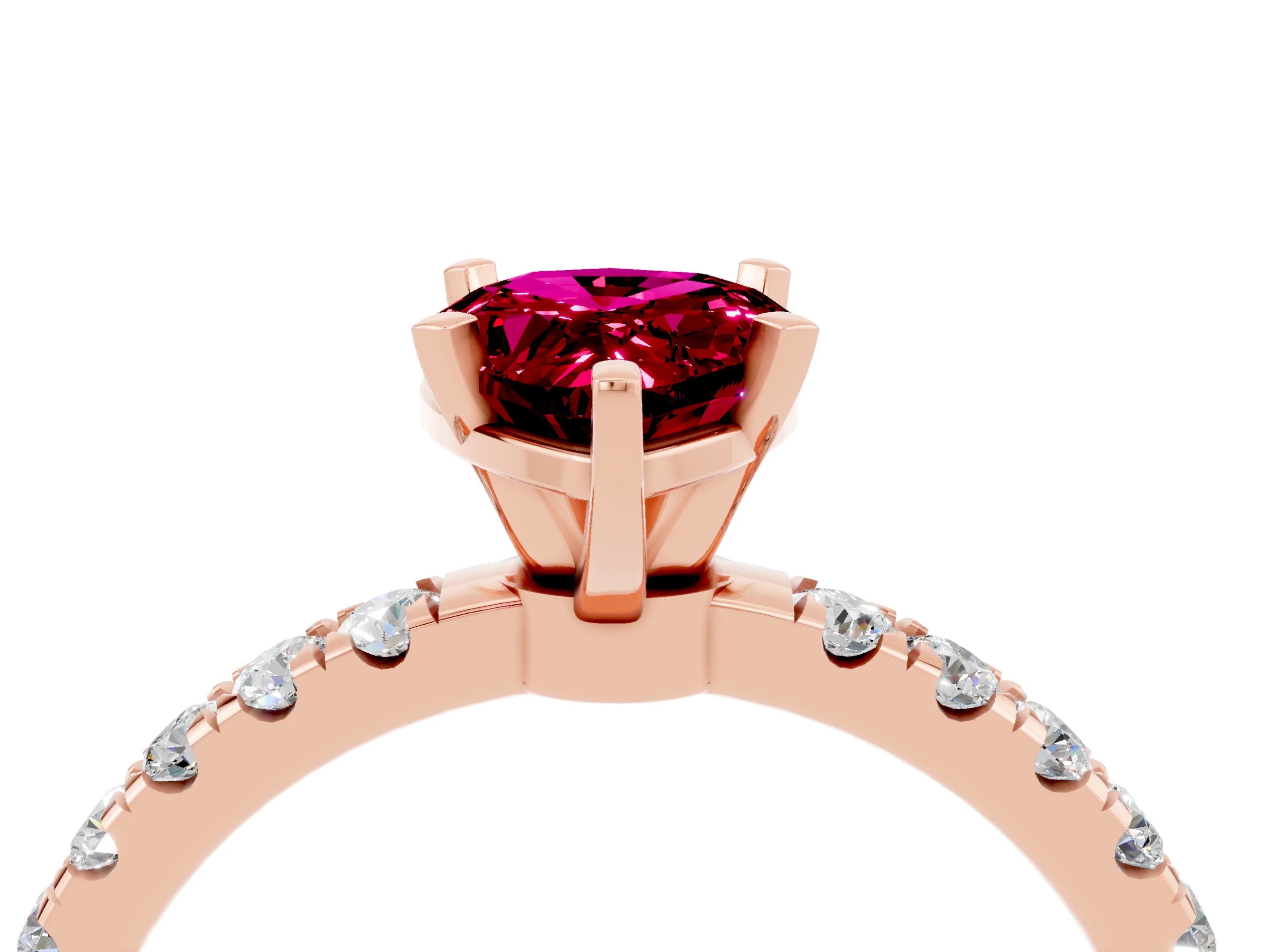 Rose gold Pear Cut Garnet Solitaire Ring with Pavé Accents and Four-Prong Setting_4