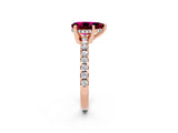 Rose gold Pear Cut Garnet Solitaire Ring with Pavé Band and Four-Prong Setting_14