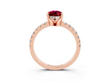 Rose gold Pear Cut Garnet Solitaire Ring with Pavé Band and Four-Prong Setting_15
