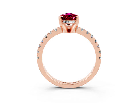Rose gold Pear Cut Garnet Solitaire Ring with Pavé Band and Four-Prong Setting_15