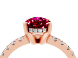 Rose gold Pear Cut Garnet Solitaire Ring with Pavé Band and Four-Prong Setting_16