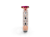 Rose gold Pear Cut Garnet Solitaire Ring with Pavé and Channel Set Band_2