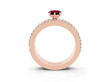 Rose gold Pear Cut Garnet Solitaire Ring with Pavé and Channel Set Band_3