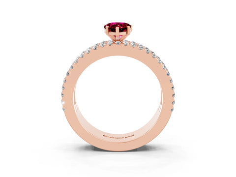 Rose gold Pear Cut Garnet Solitaire Ring with Pavé and Channel Set Band_3